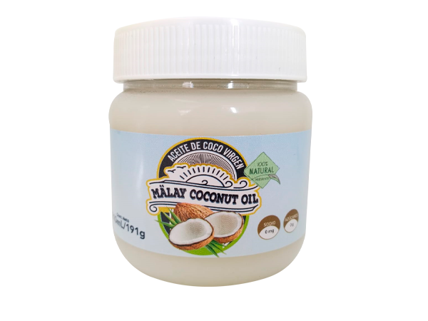 Frasco de aceite de coco virgen Malay